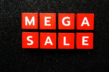 Mega Sale alphabet letter on black glitter background