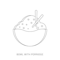 Bowl with porridge vector flat icon