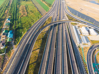 Fototapeta na wymiar Aerial view city trasnsport junction road
