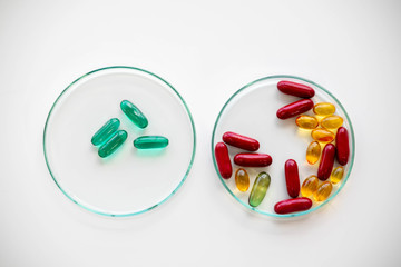 concept of medical, chemicals or scientific laboratory research and Innovation in the laboratory. Drugs, vitamins and scientific equipment for laboratory use Various laboratory equipment