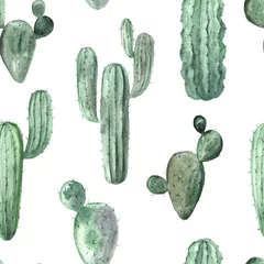 Fototapete Kaktus Nahtloses Muster mit Aquarellkaktus