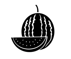 whole and sliced watermelon icon vector
