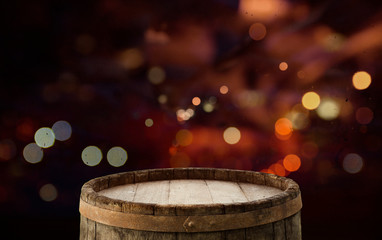 Empty wooden table and blurred cafe background, product display