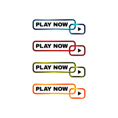 play now button four colored editable call to action buttons vector illustrations
