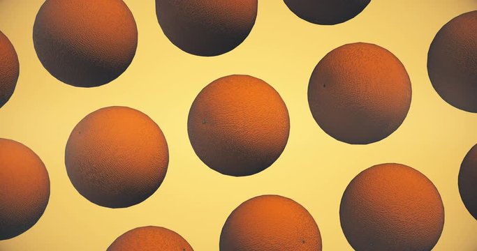 Real orange fruit pop art seamless pattern background. Minimal collage in retro style.3d animation with rotation movement. Abstract Modern zine culture of citrus or citric fruits. Digital creative art