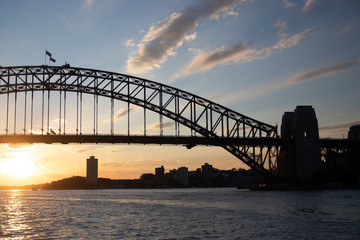 sydney harbour bridge at sunset