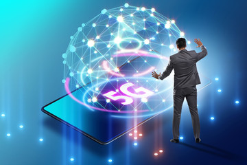 Businessman in 5g high internet speed concept