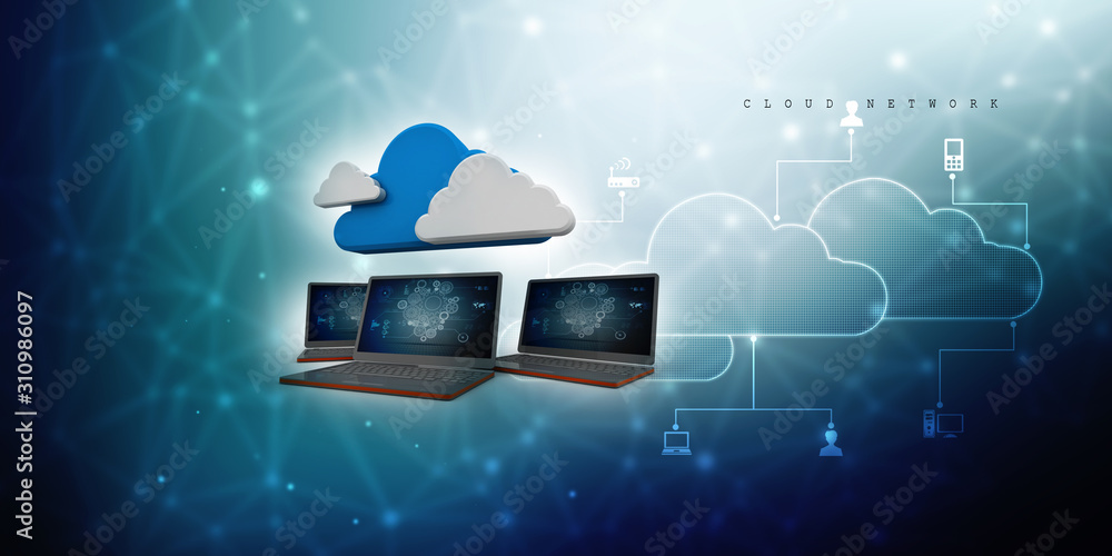 Poster 3d rendering technology computer network