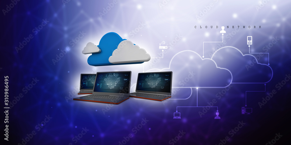 Poster 3d rendering technology computer network