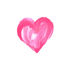 Bright pink hand painted acrylic heart