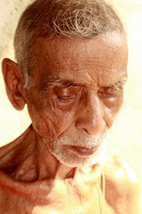Closeup of Asian eighty plus senior man. Very old man with emotions, Grandfather, Portrait, aged, elderly senior.