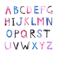 Hand painted watercolor and acrylic alphabet