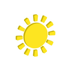 Weather forecast isometric icon of sun isolated on white background. Weather symbol  in modern style. For web site design and mobile apps. Vector illustration