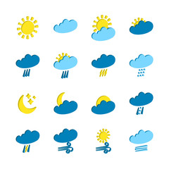 Weather 3d forecast icons set isolated on white background. Weather isometric symbols in modern style. Symbols for web site design and mobile apps. Vector illustration