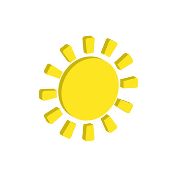 Weather forecast isometric icon of sun isolated on white background. Weather symbol  in modern style. For web site design and mobile apps. Vector illustration