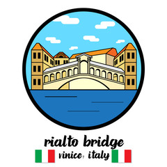 Fototapeta premium Circle icon Rialto Bridge. vector illustration