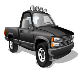 Cartoon pickup truck isolated on white background. Vector illustration. © rosasto