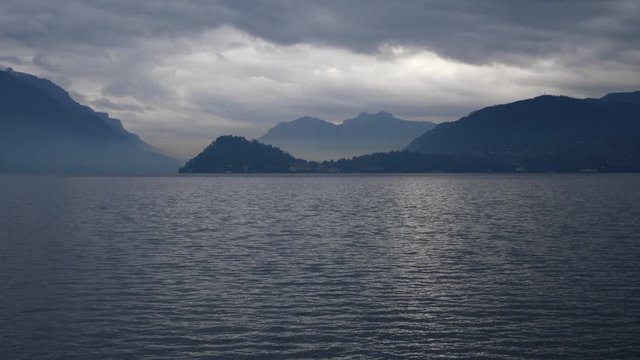 Bellagio, Lake Como in Italy. Cloudy day view from Menaggio