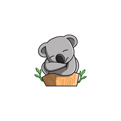 cartoon vector koala sleeping on a tree