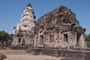 Fototapeta na wymiar Phanom-wan castle is Khmer architecture art in Khmer civilization period about Buddhist century 16-17, Nakhon-rat-cha-sima province Thailand.