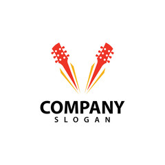 Fototapeta premium Guitar logo template, music design vector icon illustratio