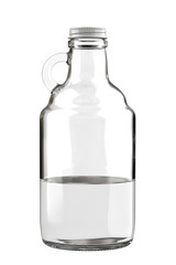 Clear Farmhouse Growler Bottle is Partially Filled . 3D Render Illustration Isolated on White Background.