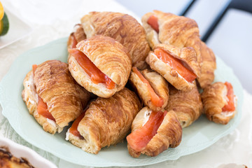 Croissant with salmon and cream