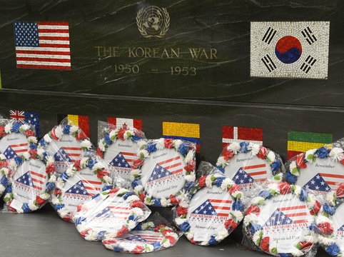 New York, USA - May 28, 2018: Korean War Memorial in New York City's Battery Park.