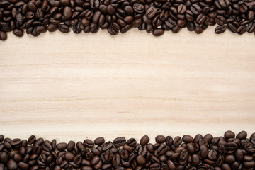 Frame of coffee beans. No edit real photo.