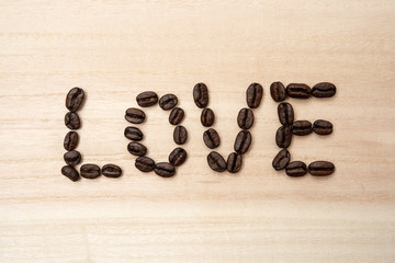 Coffee beans in shape of 