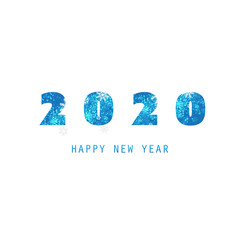 Simple White and Blue New Year Card, Cover or Background Design Template - 2020