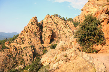 Fototapeta premium Red and Orange Rocks in Calanches Place in France