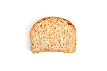 close up of organic brown bread with cereal and grains for healthy isolated on white background with clipping path. 