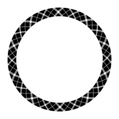 Circle borders and frames vector. Round border pattern geometric vintage frame design. Scottish tartan plaid fabric texture. Template for gift card, collage, scrapbook or photo album and portrait..