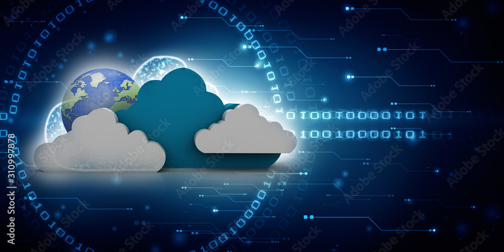 Poster 3d rendering technology cloud computing