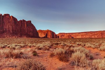 Sunset view of the Valley drive in Monument Valley
