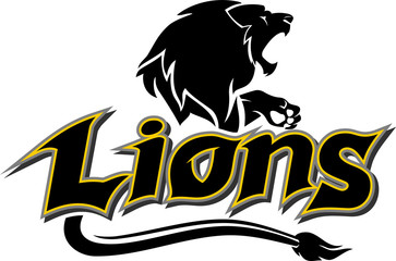 Lion Logo Text, Sport Team Symbol
