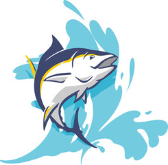 Tuna Fish, Water Splash Illustration