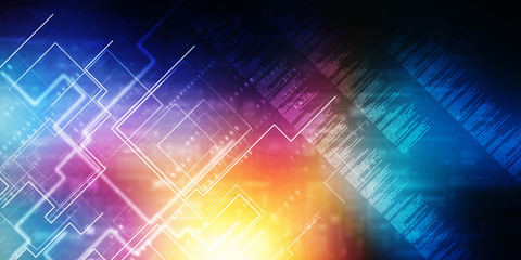 2d illustration Abstract futuristic electronic circuit technology background