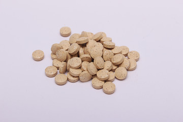 pills on white background