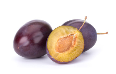 Plums isolated on White Background, closeup
