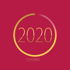 2020 happy new year golden loading progress bar isolated on pink background.