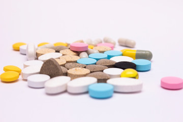 pills on white background