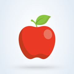 Red apple fruit. Flat vector modern design illustration.