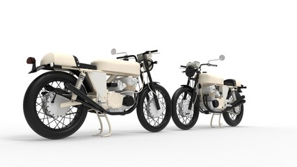 Obraz na płótnie Canvas 3d rendering of a brandless vintage motorcycle isolated in studio background