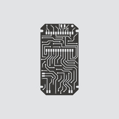 Circuit board icon isolated of flat style. Vector illustration.