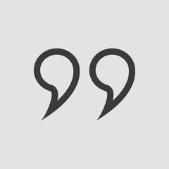Double quotes icon isolated of flat style. Vector illustration.