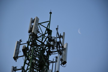 3G and 4G mobile cellphone tower in Nan, Thailand.