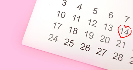 the calendar with the date of February 14 Valentine's day