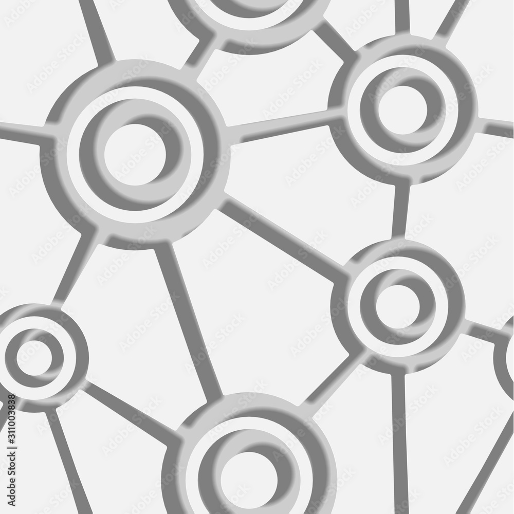 Poster eps10. seamless pattern of celindric or circles, interconnected by lines, on a white background with